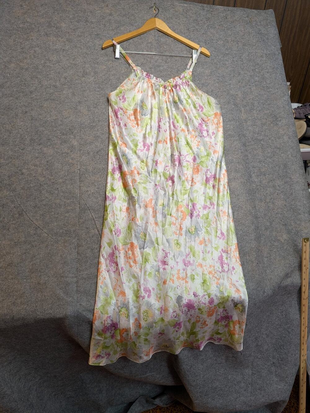 Oscar De La Renta Pink Label Floral Satin Midi Dress Size Large Resort Spring